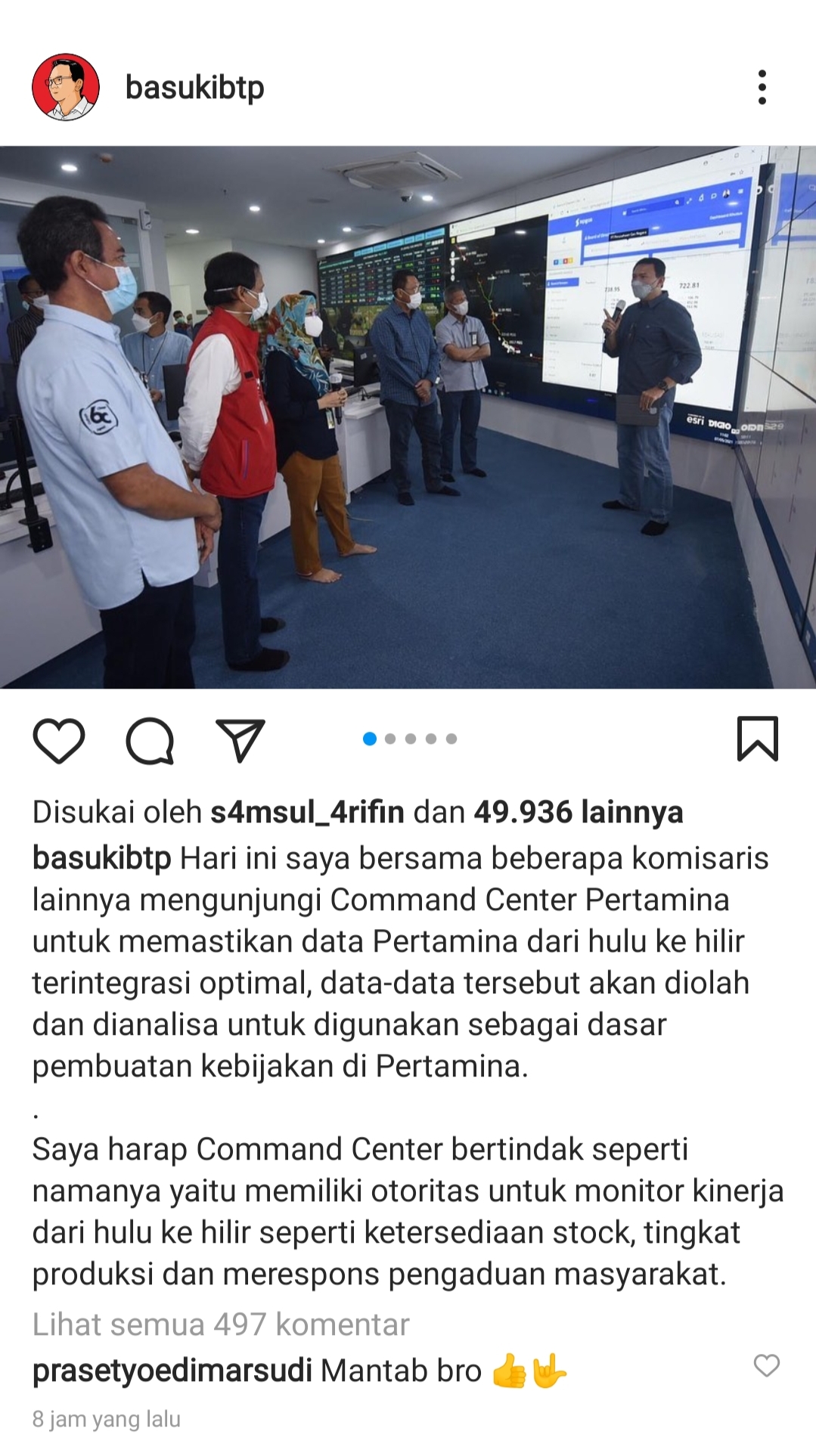 Laman Instagram pribadi Ahok